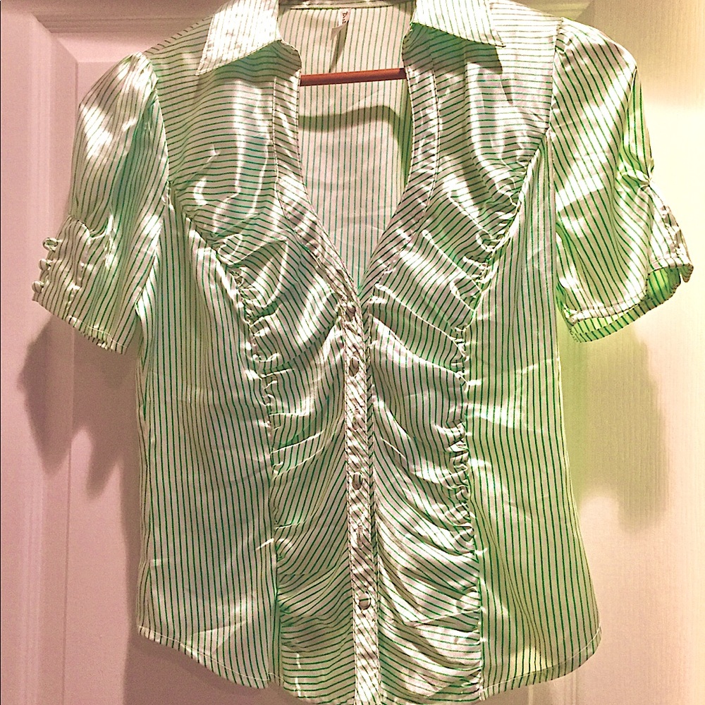 Do & Be Satin-like pinstriped blouse